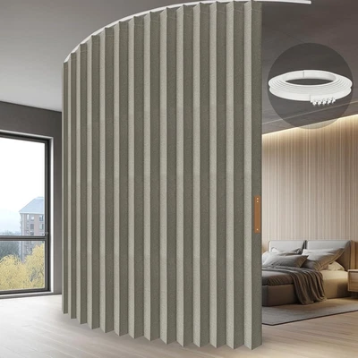 Divisor de partición de acordeón plegable con riel de techo - Cortina de habitación colgante, Q Foto 1 de 4