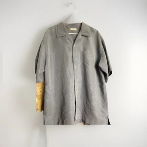 Cutter & Buck Men’s L/G Blue Floral Jacquard Button Shirt Camp StyleShort Sleeve - Picture 1 of 9