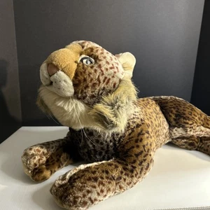 Vtg 24" Realistic Importe Par Realistic Tiger Leopard Stuffed Plush Gold Eyes - Picture 1 of 7