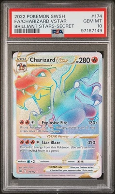 2022 POKEMON SWORD & SHIELD BRILLIANT STARS #174 FULL ART/CHARIZARD VSTAR PSA 10 - Image 1 of 2