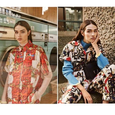 【Burberry】[BURBERRY] Rosa x Cachemira Amarilla x Manga Acampanada Tejido Acanalado Foto 1 de 4