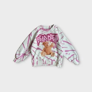 Zara Bear Crew Graphic Pink Paint Splatter Sweater - Picture 1 of 5