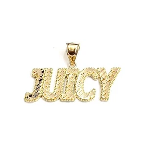 New 10k yellow Gold Juicy word Pendant diamond cut gift fine jewelry 5.1g - Picture 1 of 12