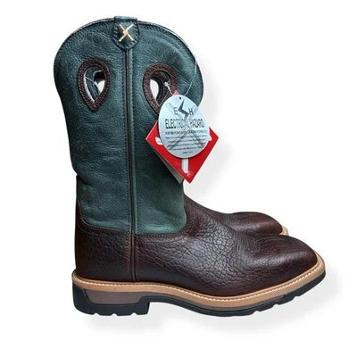 Twisted X 12" Steel Toe Lite Western Work Boots Blue Cognac Men's Size 10.5 D - Image 1 of 4