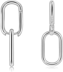 925 Sterling Doppel Oval Huggie Creolen für Damen Klein Silber Hypoallerge - Bild 1 von 5