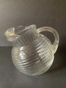 Anchor Hocking Manhattan neigbar gerippt Kugelkrug Eisauslauf 24 Unzen Vintage Glas - Bild 1 von 10