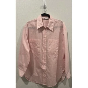 ZARA Button Front Red Striped Shirt Size L - Picture 1 of 3