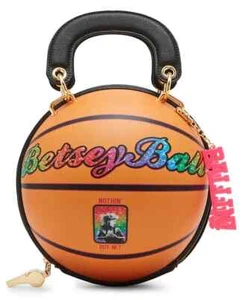 Betsey Johnson Kitsch Betsey Ball Faux Leather Basketball Top Handle Crossbody - Picture 1 of 6