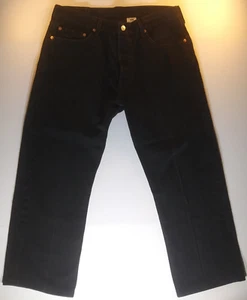 VTG 1996 Levi's 501 Straight Jeans Black Button Fly Men's 35x26.5 HEMMED SHORT - Picture 1 of 12