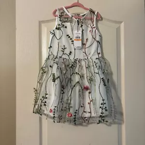 NWT Calvin Klein Little Girls Embroidered Garden Sleeveless Dress SZ 6X - Picture 1 of 3