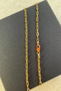 Collana girocollo fermacarte vero oro 18 kt Saudi Dubai 15,75'' - Foto 1 di 11