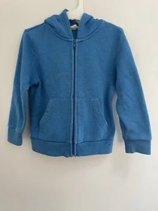 H&M Basic Kid Boys Solid Blue Cotton Blend Full-Zip Long Sleeve Hoodie Blue 2-4Y - Picture 1 of 8