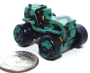 Small Micro Machine US Army Tractor With Turbo Wheel Repainted Black & Green Cam - Picture 1 of 3