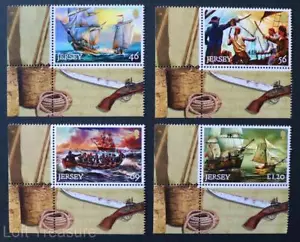 Trikot Briefmarken: "Piraten und Freibeuterei" postfrisch BLC Selvedge 4 Wert postfrisch Set 2014 - Bild 1 von 1