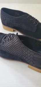 New Womens Aldo Shoes Size 7.5 black suede Oxford CARAMETO-97 scale pattern - Picture 1 of 6