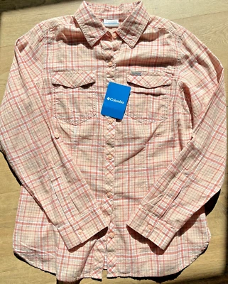 Camisa de campamento Columbia a cuadros Henry II manga larga coral para mujer mediana occidental elegante Foto 1 de 4