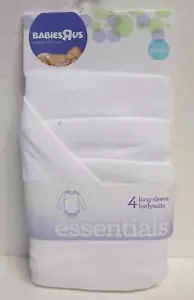 BabiesRus Baby 4 Stück weiße Baumwolle Frühchen Langarm Bodys NEU - Bild 1 von 1