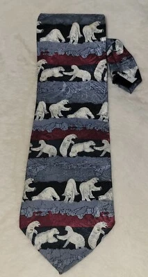 Wembley Endangered Species Tie Polar Bears Men's Silk Necktie USA Big Cats - Image 1 of 4