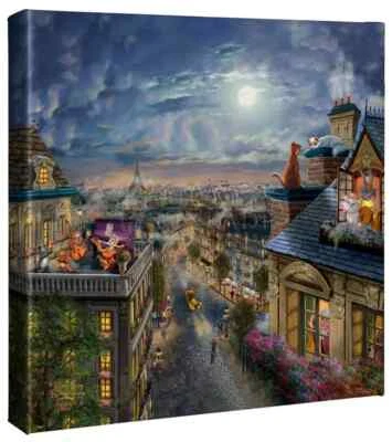 Thomas Kinkade Studios Disneys Aristocats 14 x 14 Leinwand Halstuch - Bild 1 von 2