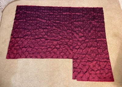 Dark Cranberry Faux Silk Embroidered Pintuck Fabric Remnant - Image 1 of 4