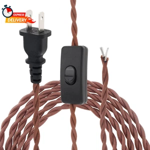 6Ft Twisted Cloth Covered Lamp Cord with Switch Button and Molded Plug,18-Gauge - Picture 1 of 12