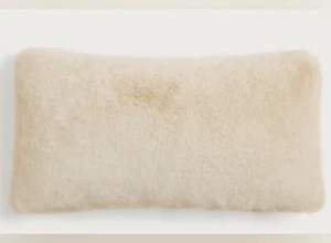 Unhide Squish Pillow BEIGE 12” X 20” Lumbar Rectangle Faux Fur Brand New - Picture 1 of 3