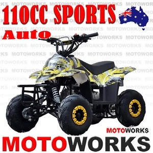 MOTOWORKS 110CC sports Auto ATV QUAD Dirt Bike Gokart 4 Wheeler Buggy kids yello - Picture 1 of 19
