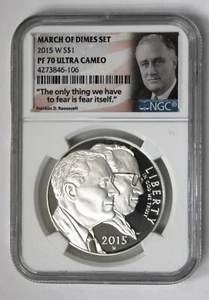 2015-W Proof Dollar March Of Dimes Set NGC PF70 Ultra Cameo - Bild 1 von 2