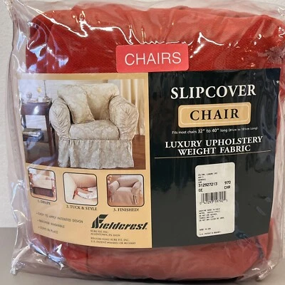 Capa para cadeira Fieldcrest ajuste seguro estofada vermelha peso lona luxo NOS SH - Imagem 1 de 4