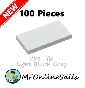 **NEW** 100x Genuine LEGO 2x4 TILES TILE - Light Bluish Gray- 87079 Bulk Smooth - Picture 1 of 4