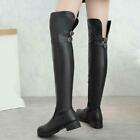 Womens  Zipper Over The Knee High Riding Boots Buckle Thigh Boots #3