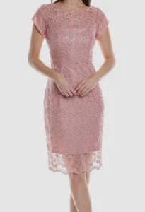Adrianna Papell Women's Pink Floral-Lace Sheath Dress Size 6 - Picture 1 of 3