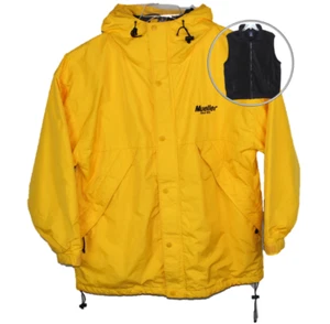Port Authority Rain Jacket Yellow Hooded w Removeable Vest Black Men Size XL - Picture 1 of 23