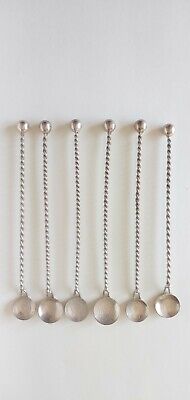 Antique Silver Twisted Handle Danish Coin Iced Tea / Cocktail Stirrers • 50$