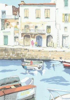 Presso Ponza, Serigrafia di Aldo Riso, cm.30x21 firmata dall'artista - Immagine 1 di 4