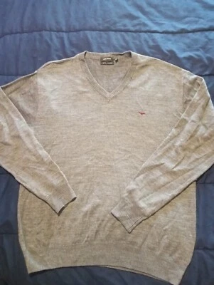 Suéter Park Avenue masculino grande cinza gola V mistura de lã - Imagem 1 de 4