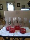 Set of 4 Winterberry Cooler Glass 18 oz Tumber Green Holly Red Rings Pfaltzgraff