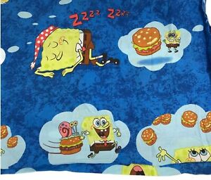 Nickelodeon Sponge Bob Square Pants Twin Size Flat Sheet Fabric Y2K Krabby Patty