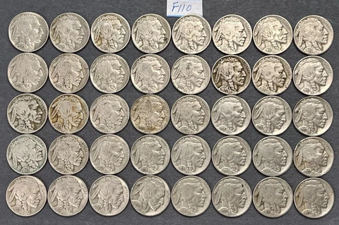 Full Date Buffalo Nickel Roll | 40 Circulated Coins Full Four Digit Dates #F110 Cover
