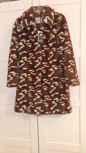 BNWT GUESS Women’s Amira Camo Combo Faux-Fur Coat Size S SMALL - Picture 1 of 15