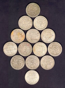 Nepal - Shah Dynasty. Silver 2 Mohars. (1911-50) Tribhuvana Bir Bikram x 14 pce - Picture 1 of 2