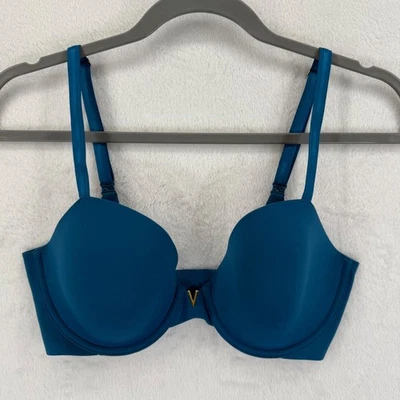 Sutiã Victoria's Secret forrado Demi azul-petróleo ouro V hardware 32DD - Imagem 1 de 4