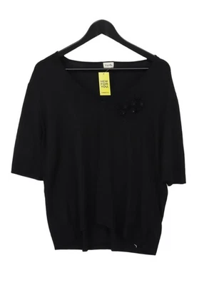 Viyella Women's Top XL Black Viscose with Nylon Short Sleeve V-Neck Basic - Image 1 of 4