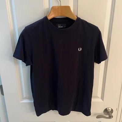 Camiseta Fred Perry Hombre Pequeña S Azul Algodón Manga Corta Laurel Corona Logo Foto 1 de 4
