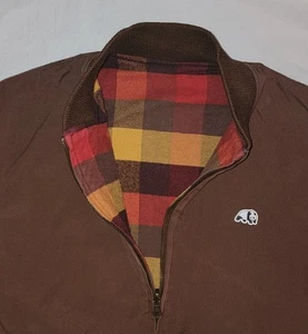 Enjoi Reversible Jacket Mens Small Brown Coat Boys Skateboard Plaid Fall Panda - Picture 1 of 9