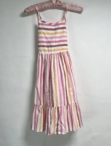 Gap Kids Sundress Linen Cotton Stripes Pink White Peach Lightweight Summer Sz L - Picture 1 of 12