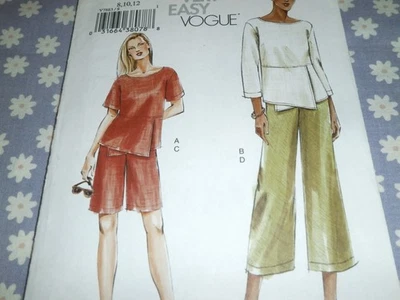 VOGUE 7883 MISSES/PETITE  VERY EASY TOP SHORTS &  PANTS PATTERN-UNCUT-8-10-12 - Image 1 of 4