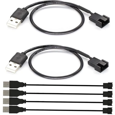6 Pcs USB to 3Pin/4Pin PWM 5V Fan Power Adapter Cable Connector - Image 1 of 4