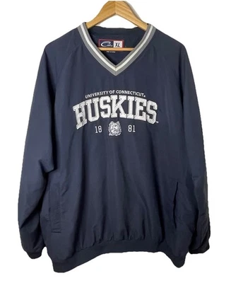 Cortavientos de Colección Cadre UCONN Huskies Azul V-Nexk Para Hombre XL ~ NCAA Bordado Foto 1 de 4