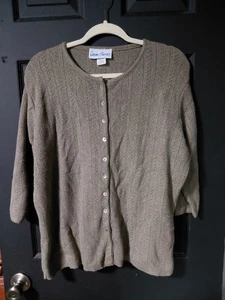 Maglione vintage cotone Forever verde con bottoni manica 3/4 verde grande - Foto 1 di 5